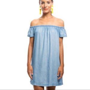 Anthro Cloth & Stone Chambray Off-Shoulder Dress